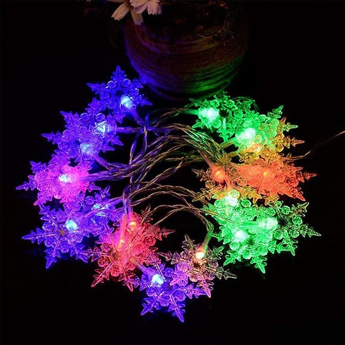 Lainin 12ft/3.5M USB Powered 8 Modes Snowflake Curtain Night Light Icicle Fairy String Light, Perfect for Christmas Wedding Holiday Garden Indoor/Outdoor Party Decoration - Multi Color