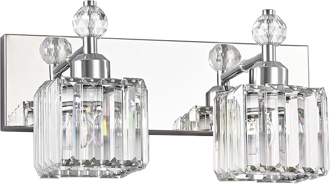 PRESDE Crystal 2 Light Bathroom Vanity Lights Chrom Bathroom Lights Fixtures Over Mirror Modern Bedroom Hallway