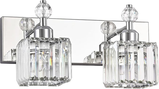 PRESDE Crystal 2 Light Bathroom Vanity Lights Chrom Bathroom Lights Fixtures Over Mirror Modern Bedroom Hallway