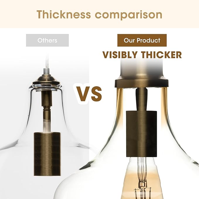Ink+Ivy Auburn Pendant Kitchen Lighting for Dining Room, Industrial Lights, Hand-Blown Glass Bell Shaped Pendant Light for Kitchen Island, Foyer, Bedroom, 13" Dia x 95.5" H, Gold/Clear