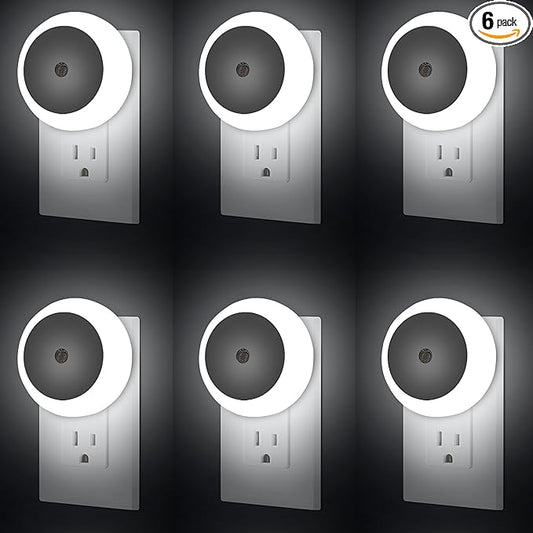 LED Night Light, Night Lights Plug into Wall, Auto Dusk to Dawn Sensor Night Lamp Led Night Light for Bedroom, Bathroom, Hallway Stairs (Cool White, 6 Pack)