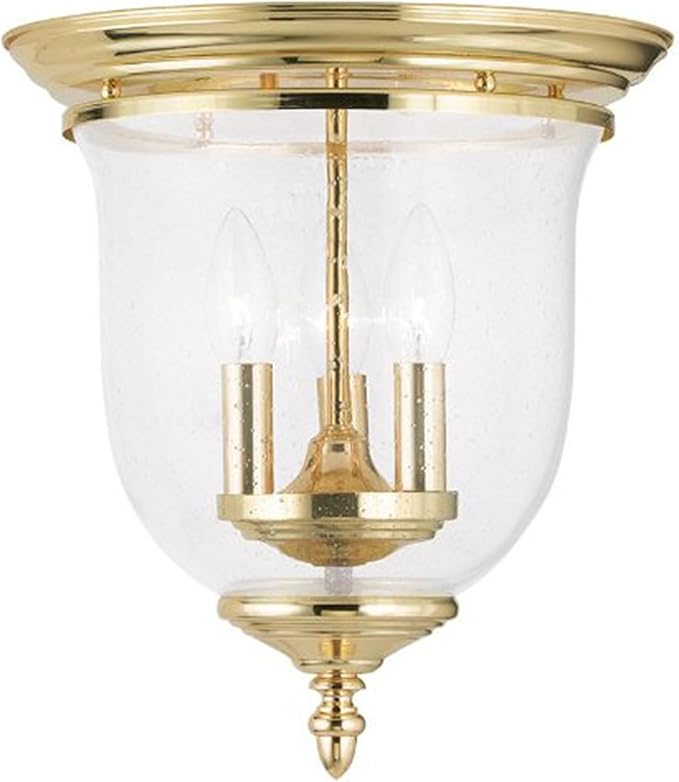 Livex Lighting 5024-02 Traditional Three Light Ceiling Mount from Legacy collection in Brass-Polished/Cast finish,