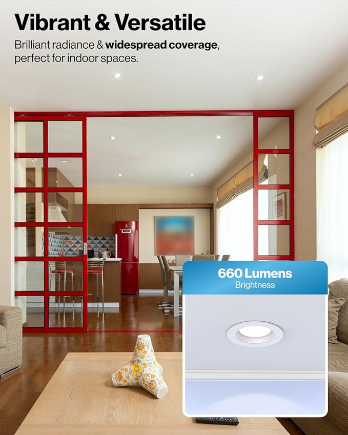Sunco 10 Pack 4 Inch LED Recessed Lights, Retrofit Can Light for Ceiling, Baffle Trim, 660 LM, 11W (60W Equivalent), 6000K Daylight Deluxe, Dimmable, Damp Rated ETL.