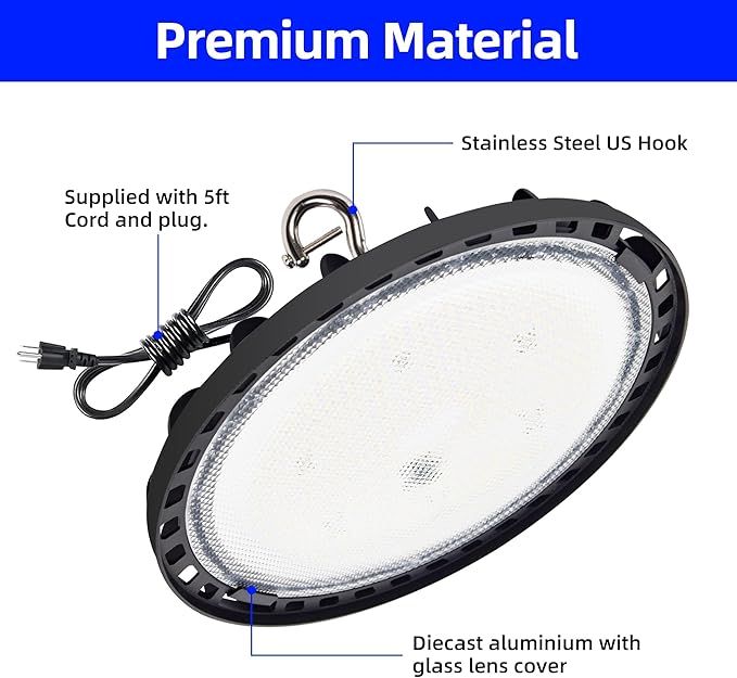 hykolity LED High Bay Light, 150W 5000K 20250lm UFO LED High Bay Light Fixture [450W MH/HPS Equiv.] 100-277V, IP65 Commercial Warehouse Area for Wet Location, 4 Pack