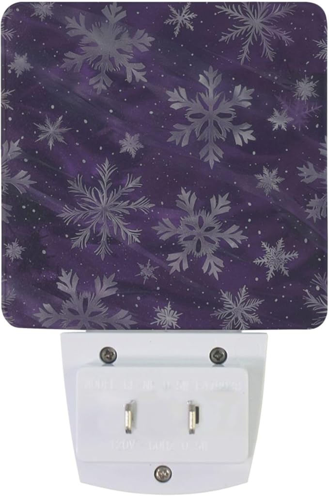 Winter Snowflake Purple Night Light LED Sensor Set of 2 Christmas Snowman Xmas Table Desk Lamps with Adjustable Brightness Eye-Caring for Home Bedroom Office Parlour