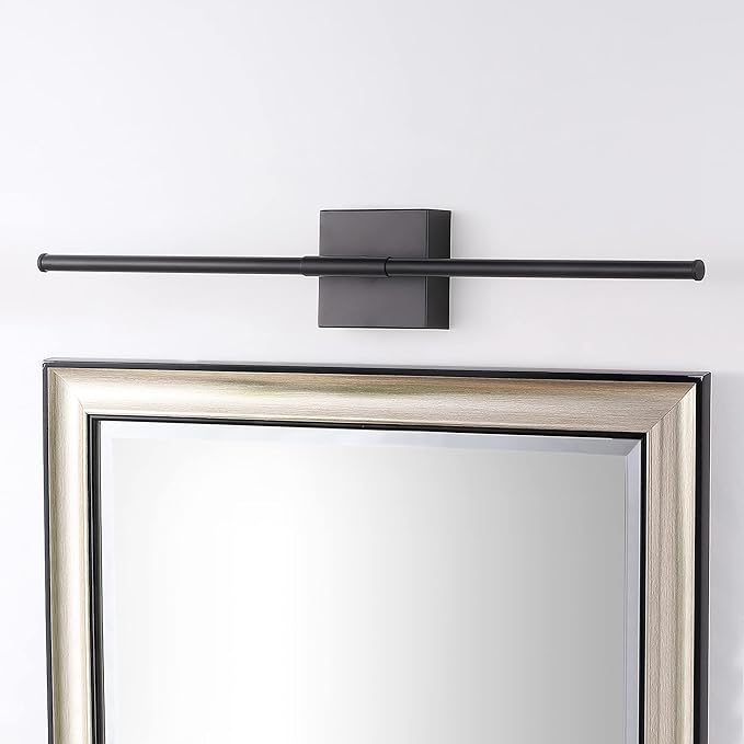 JONATHAN Y 28" Black Modern Dimmable Integrated LED Wall Sconce, Metal Vanity Light for Bathroom Mirror Bedroom Hallway, Sleek Hardwired Wall Lamp Fixture, 3000K (JYL7022C)