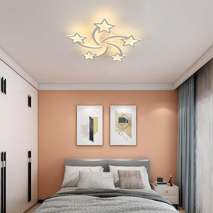 Goeco Kids Ceiling Light, 3 Light Modes (3000K/4500K/6000K) Modern Acrylic LED Close to Ceiling Light Fixture, White Star Shape Flush Mount Lamp for Kids Room, Nursery, Bedroom, Living Room
