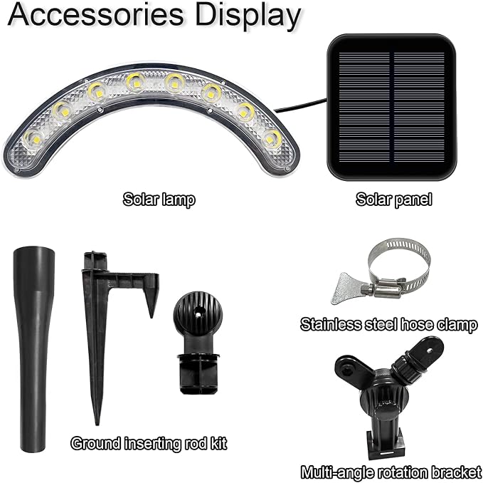 Solar Flag Pole Light, Flagpole Light Solar Powered - 3000K Warm, Super Bright PC Crystal LED Spotlights, Upgraded 2200mAh 145Lm, Adjustable Bracket & Metal Clamp Fits 1-1.5" Flagpole, 8-12 Hrs, Black