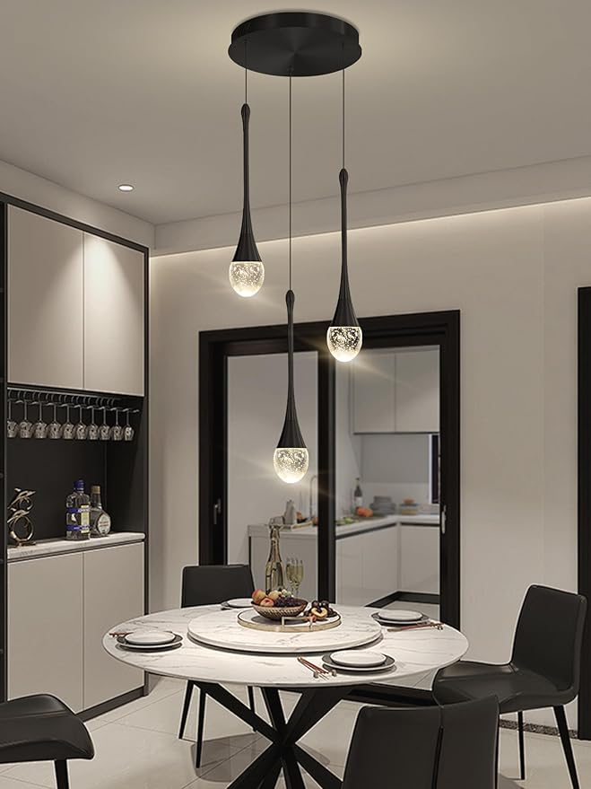 ykolupty Pendant Lights Kitchen Island 3-Lights Pendant Chandelier for Dining Room Hallway Stairwell,LED Dimmable 2700K-6000K