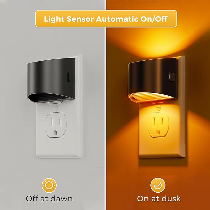 L LOHAS LED Night Lights Plug into Wall with 3CCT Adjustable (1600K/3000K/5000K), 1W Nightlight Plug in Wall, Built in Dusk to Dawn Sensor, 2 Pack