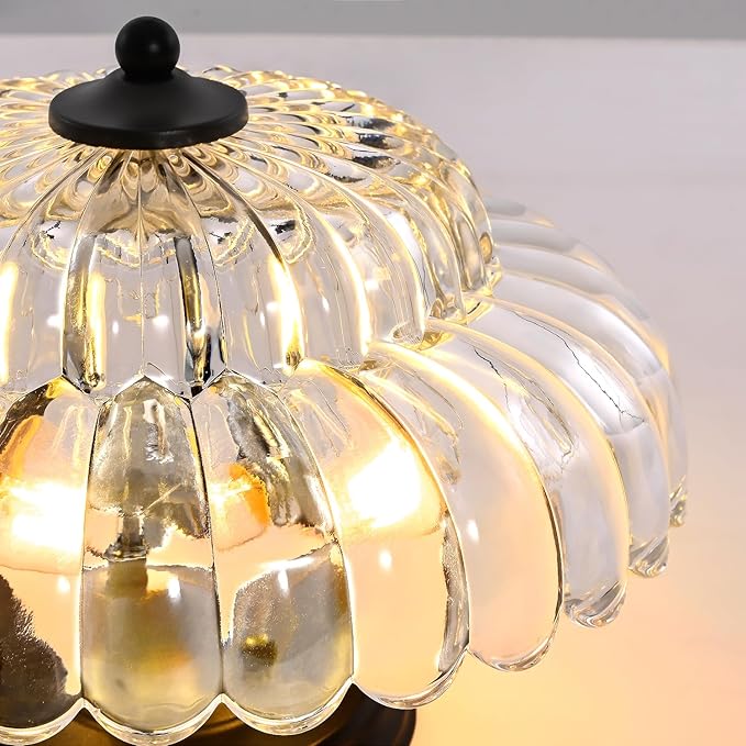 HuixuTe Modern Semi Flush Mount Ceiling Light, 3-Light Black Close to Ceiling Light Fixture with Clear Glass Shade for Living Room Entryway Bedroom
