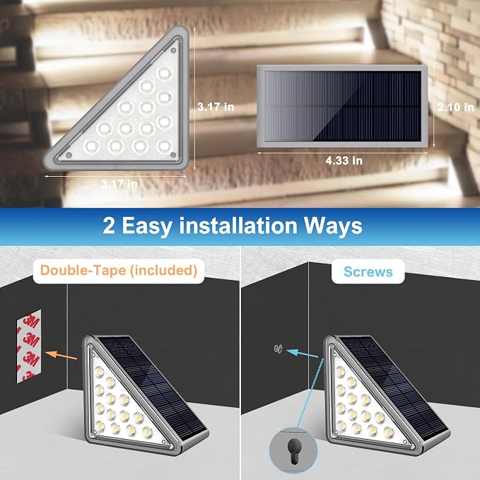 JEJOT Solar Step Lights Outdoor Waterproof IP65,Cool White Solar Stair Lights, Outdoor Light Decor for Stair, Deck, Step, Porch and Outside Patio, 12 Pack