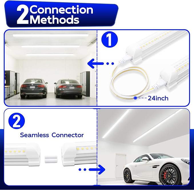 hykolity 4FT LED Shop Light, V Shape Integrated T8 LED Tube Light, 5200LM, 40W, 6500K Super Bright White,high Output Linkable Shop Lights W/Built-in ON/Off Switch for Warehouse, ETL, 10 Pack
