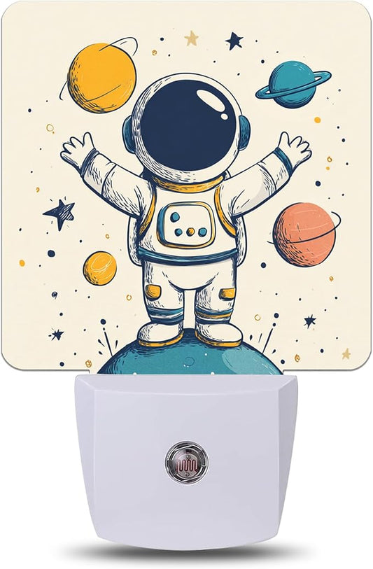 Star Astronaut Night Light,Nightlight Lamp with Dusk to Dawn Sensor for Home Indoor Stairway Kitchen Corridor, Decorative Night Lights Plug Into Wall for Boys Girls Women Men Room Gifts