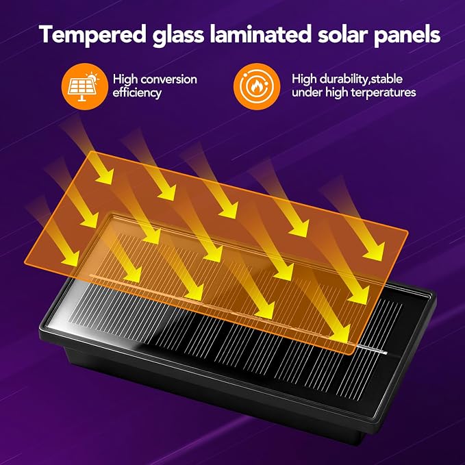Solar Fence Lights Outdoor 8Pack, Warm White & RGB 6 Color and Glass Panel, Waterproof High Brightness Solar LED Spot Lens Deck Lights for Outside Stairs, Porch Step, Railing, Backyard, Patio