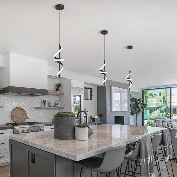 CANEOE Black Pendant Light Fixtures, Adjustable Modern Pendant Lights for Kitchen Island Small Pendant Lighting for Kitchen Island Dining Room Living Room Bedroom Hanging Light Fixtures,1 Pack