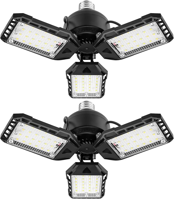 LED Garage Lights 1 Pack -80W, 8000LM 6500K Led Shop Light with 3 Deformable Panels, Basement Barn Light Garages Ceiling Lights, E26/E27 for Garage, Warehouse, Shop, Basement