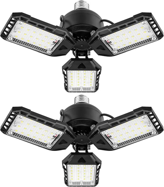 LED Garage Lights 1 Pack -80W, 8000LM 6500K Led Shop Light with 3 Deformable Panels, Basement Barn Light Garages Ceiling Lights, E26/E27 for Garage, Warehouse, Shop, Basement