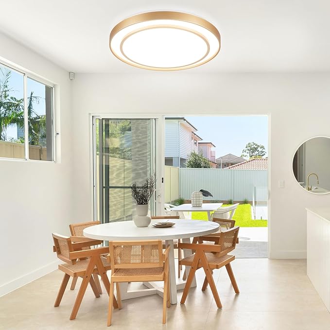 2Pack 20" LED Flush Mount Ceiling Light Fixture Gold, 36W Dimmable Light Fixture Ceiling Mount Round Overhead, Modern Close to Ceiling Light for Living Room, Foyer, Kitchen, Bedroom