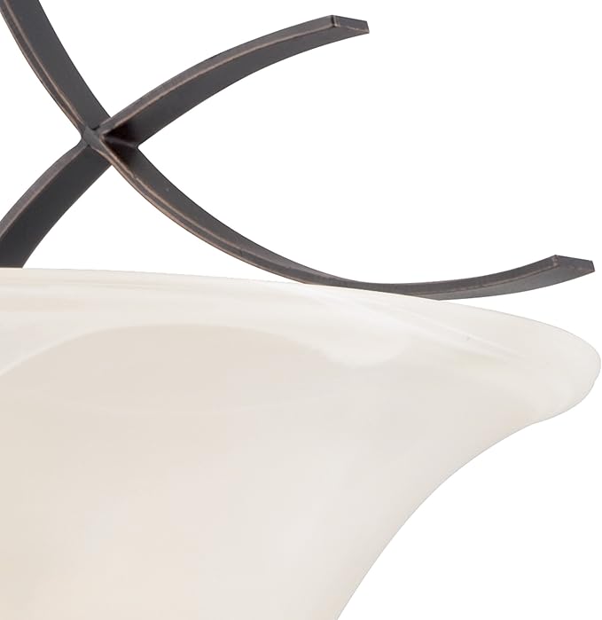 Westinghouse 6340300 Pacific Falls Two-Light Indoor Convertible Pendant/Semi-Flush Ceiling Fixture, Amber Bronze Finish with White Alabaster Glass