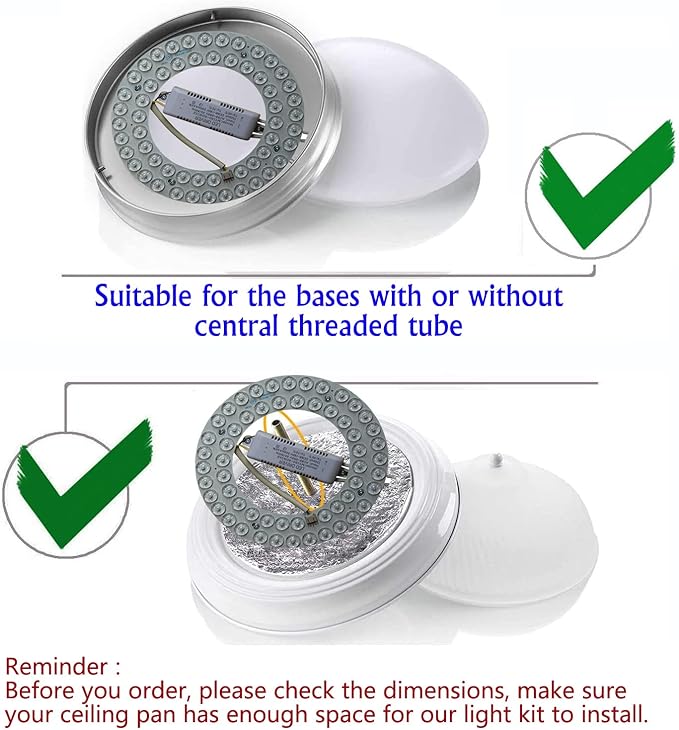 36W LED Light Kit Panel for Ceiling Fan Flush Mount Lights,Retrofit LED Light Engine Upgrade PCB Light Board, 3 Color Temperature