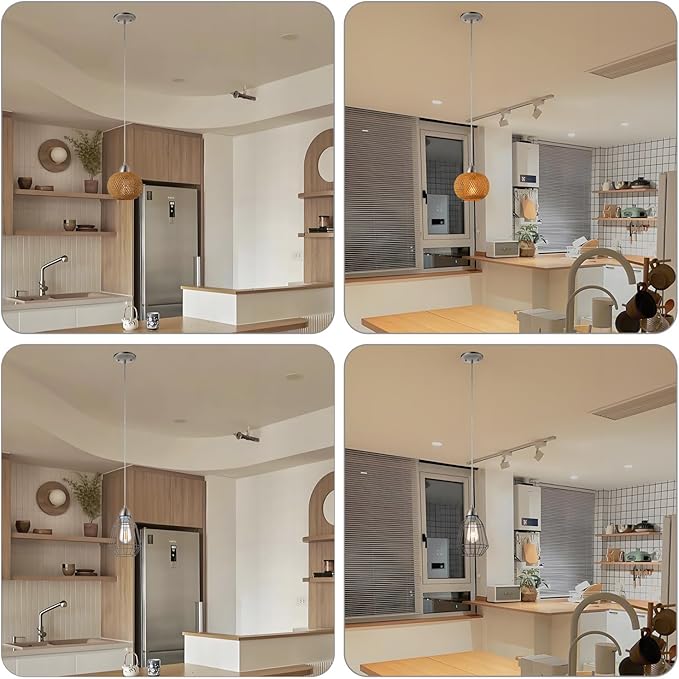 Brushed Nickel Pendant Light Kit, Mini Pendant Lighting for Kitchen Island, DIY Make Modern & Industrial & Farmhouse Hanging Lights, Adjustable Height, 1 Pack（Shade and Bulb Not Included）