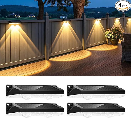 Brightown 4 Pack Solar Lights Outdoor Waterproof, Color Changing Solar Fence Deck Step Flood Lights, Warm White & RGBCW 11 Color, IP65 Waterproof Garden Lights for Outside Backyard Yard Step Patio