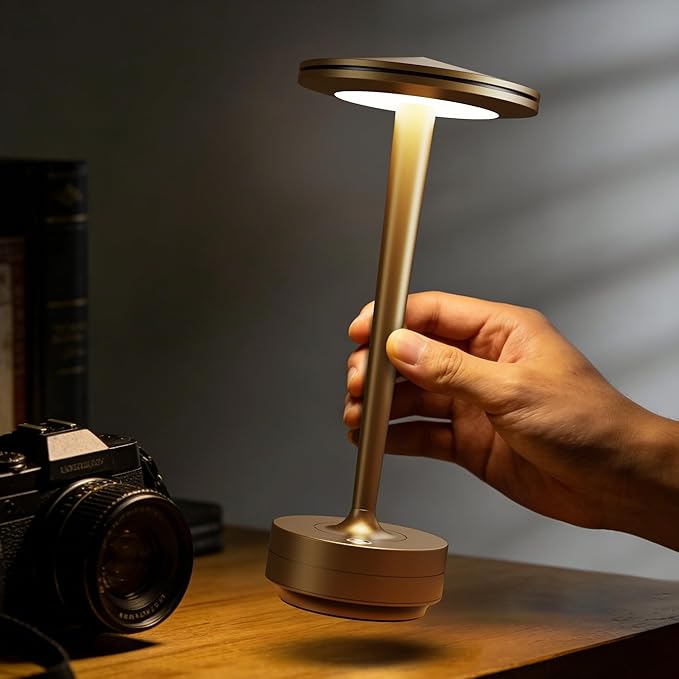Cordless Table Lamp Rechargeable,6000mAh Battery Operated LED Desk Lamp 3 Color Stepless Touch Dimming,Waterproof Portable Memory Function Light for Bedroom,Outdoor,Patio,Dining,Restaurant Bronze 2P