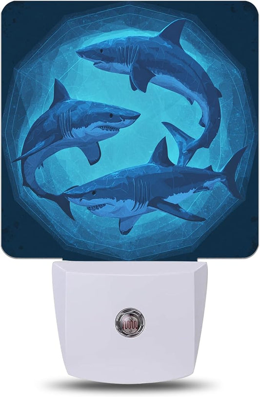 Shark Night Light,Plug Into Wall with Dusk to Dawn Sensor Wall Lamp, LED Nightlights for Bedroom, Bathroom, Kitchen, Hallway, Room Decorative for Boys Girls Women Men Gifts