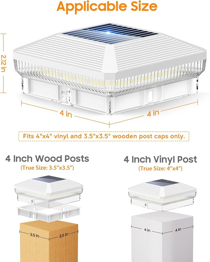 12 Pack Solar Post Cap Lights with 3 Modes, 40 LEDs 4x4 Fence Post Solar Lights Outdoor Waterproof, 30 Lumens Fence Deck Post Lights Solar Powered for 4x4 3.5x3.5 Vinyl Wooden Posts