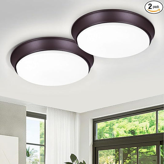 2PACK LED Flush Mount Ceiling Light Fixtures Oil Rubbed Bronze, 13Inch 36W Dimmable & 2700K-6500K 5CCT Adjustable LED Ceiling Lights, 4000LM Modern LED Lamp for Kitchen, Bedroom, Porch, Hallway