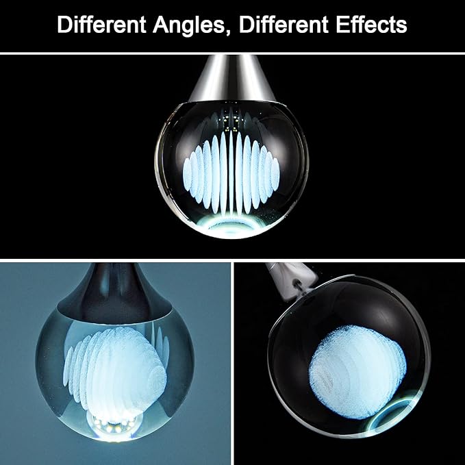 CHYING Modern LED Crystal Pendant Light Chrome Teardrop Kitchen Island Lights Fixture 6000k Cool White Globe Ceiling Hanging Lighting for Living Room Dining Room Bedroom Bathroom