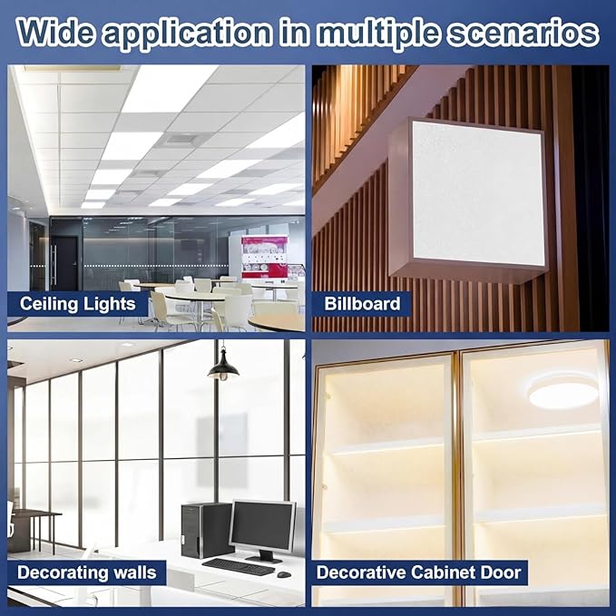 Pushglossy 4 Pack 23.75" x 47.75" x 0.08" Frosted Fluorescent Light Diffuser Panels, Translucent Polystyrene Sheet Replacement for 2x4ft Drop Ceiling Lights for Classroom Office Home