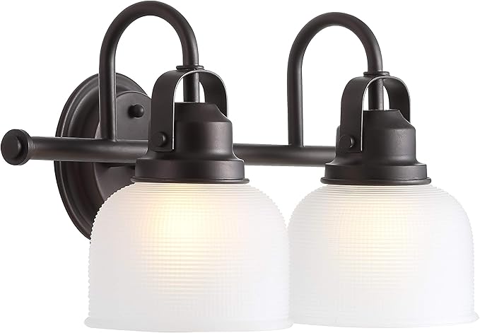 JONATHAN Y 5.75" Oil Rubbed Bronze Modern Bathroom Vanity Light, 2-Light LED Wall Sconce, Clear Glass Bell Shade for Mirror Hallway Kitchen, ETL Listed, LED Bulb Included (JYL7408C)