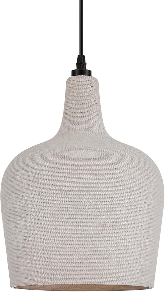 Large Hammered Glass Rattan Pendant Light Boho 1 Light Single Dome Pendant Lighting Fixtures for Kitchen Island Dining Room Hallway, Dia 9 Inch, UL Listed