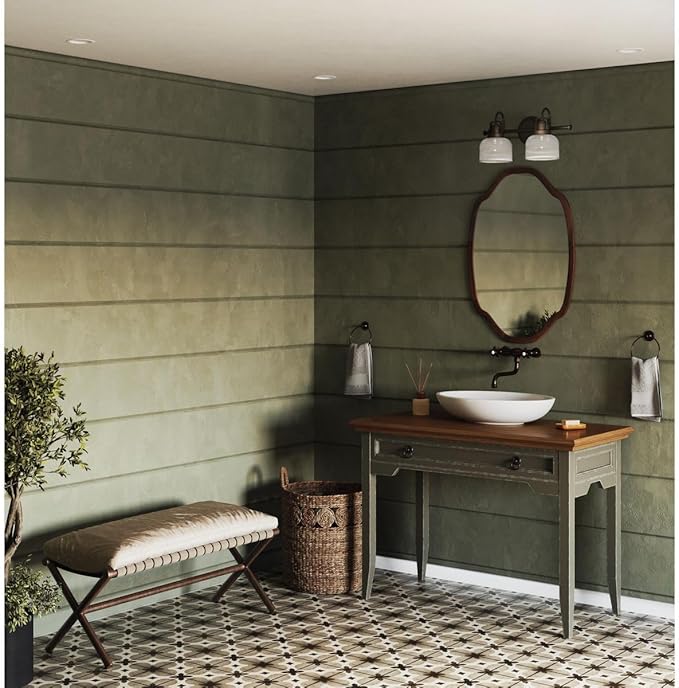 Progress Lighting P2991-74 Archie Collection Clear Double Prismatic Glass Coastal Bath Vanity, 2-Light, Venetian Bronze