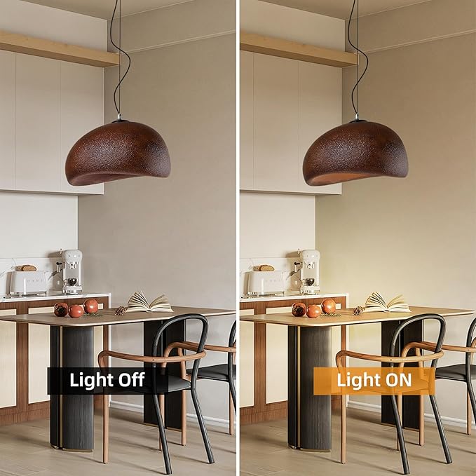 JAYMP Dark Brown 15.7" Wabi Sabi Pendant Light for Dining Room Kitchen Island Farmhouse Hanging Lamp E26 Base Japanese Style Bird Nest Shape Lighting Fixture 40cm/15.7in