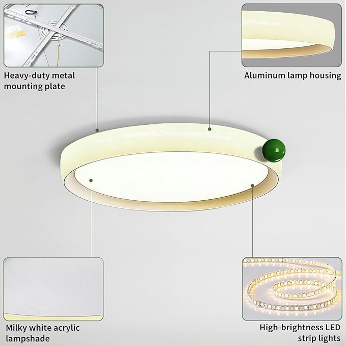 Round Flat Panel Light, Dimmable Modern Flush Mount Ceiling Light Fixture,24W 3000K/4000K/5000K,Fits for Hallway Kitchen Bedroom Living Room Closet Room