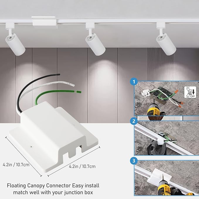 6 Lights LED Track Lighting Kit with 6.6FT H Track Lighting Rails & Floating Canopy Connector, GU10 Track Light Kit Modern Kitchen Track Lighting Fixtures Ceiling Spot Light, White - No Bulbs