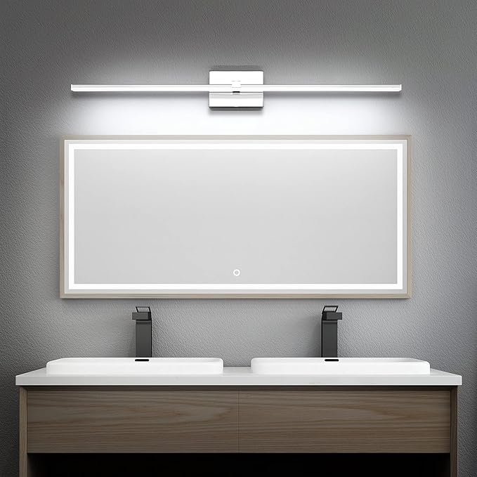 ZUZITO Modern Bathroom Light Fixture - Chrome LED Dimmable Vanity Light Bar 40 Inch Bathroom Light Fixtures Over Mirror 6000K Cool Whtie