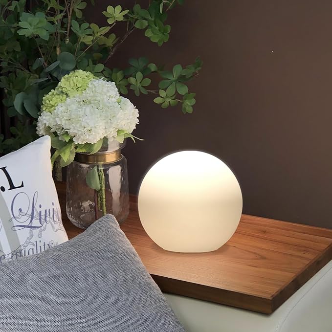 10 Inch Ball Table Lamp with Glass Shade, Ball Light Bookshelf Lamp for Bedroom, Dorm, Office and Bedroom Bookshelf Reading Decoration, Without Bulb