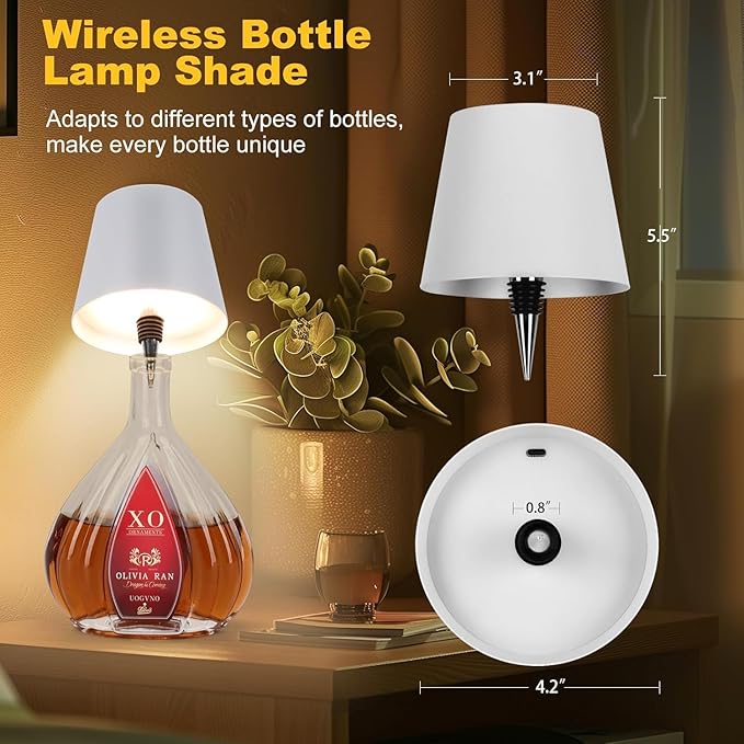 2026 New Wireless Bottle Lamp,LED Bottle Lights for Liquor & Wine Bottles,Bottle Light with Dimmable(White,2pcs)