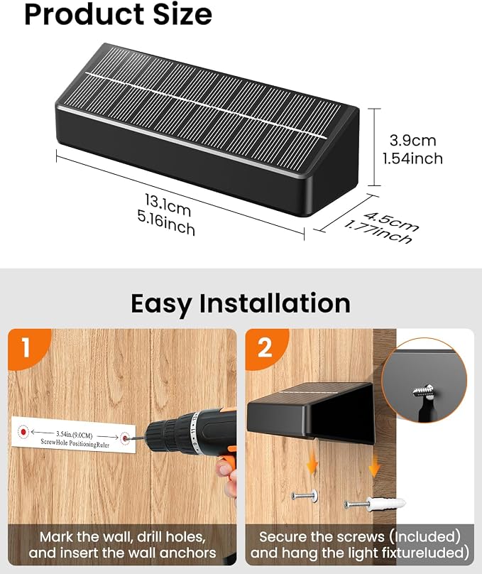 JOFIOS Fence Lights Solar Powered, 9 Fixed Colors ＆ Color Changing Solar Lights for Fence Waterproof IP65 Dusk-to-Dawn LED Deck Lighting for Patio, Railing, Pool, Porch, Backyard, Wall, 2 Pack