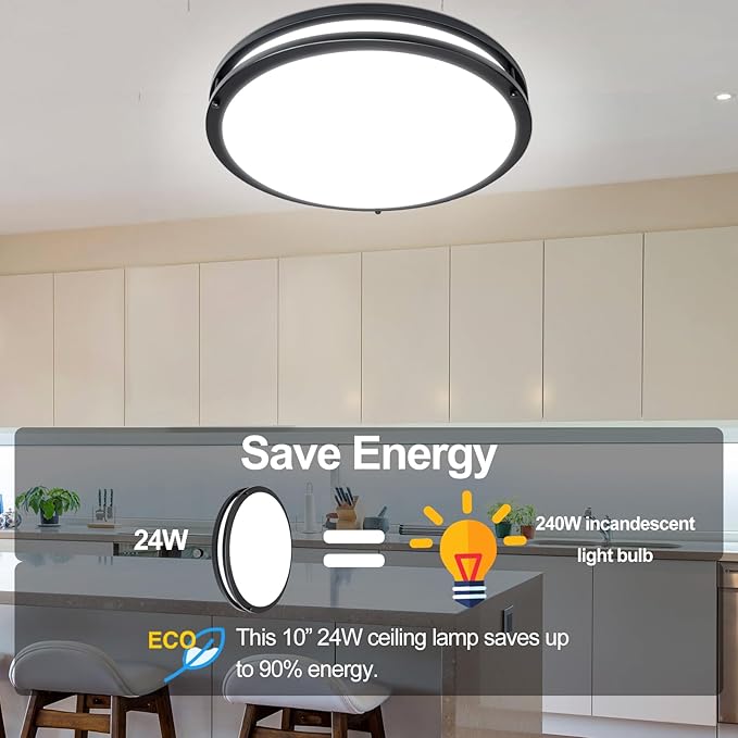 OOWOLF 16inch 48W LED Flush Mount Ceiling Light Fixture Dimmable, 5CCT Super Bright Brushed Nickel Ceiling Light 4800LM Warm/White 480W Equivalent, 3000K/ 3500K/ 4000K/ 5000K/ 6000K Ceiling Lamp