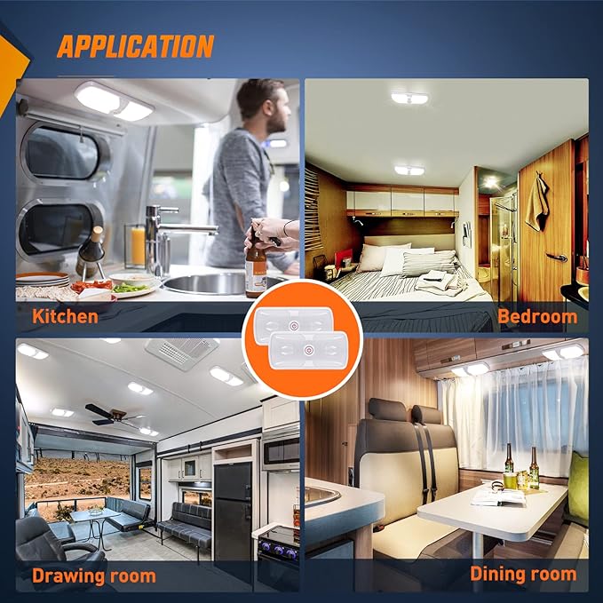 Nilight 2pcs RV Interior Lights 12V-24V LED Ceiling Light Fixture with ON Off Switch Inside Lighting Natural White 4000-4500K for Car RVs Trailer Camper Boat