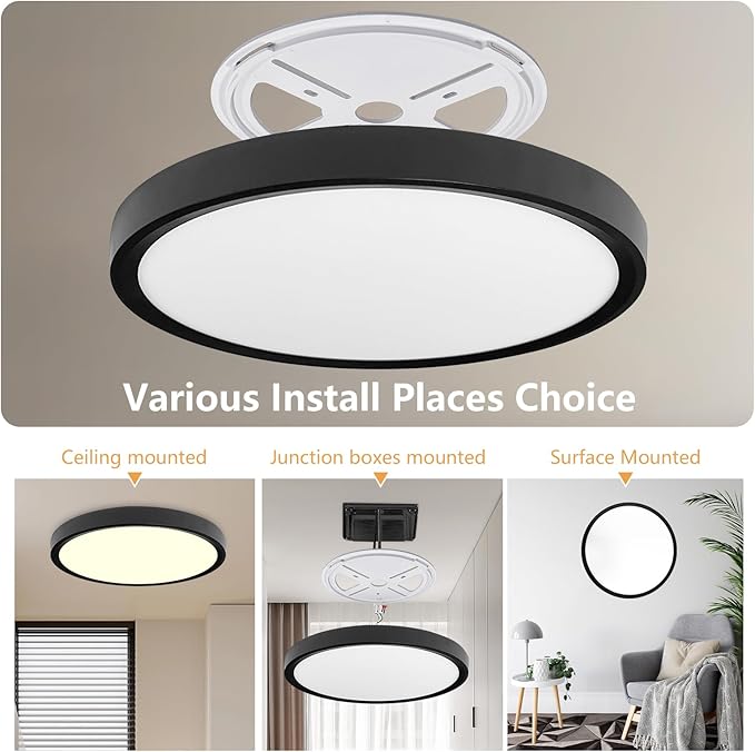 6PK 15.8 Inch Led Ceiling Light Flush Mount, 34W, 3060LM, 3000K/4000K/6000K CCT Selectable Super Slim LED Ceiling Light, Close to Ceiling Round Flat Panel Light for Hallway, Bedroom,Kitchen ect