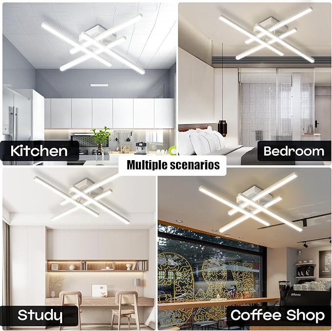 42W Modern LED Ceiling Light Fixture, 27.5Inch White Flush Mount Ceiling Light for Bedroom ‎Kitchen Living Room Bathroom Garage Farmhouse Dining Hallway Stepless Dimming 3 Color 6500K