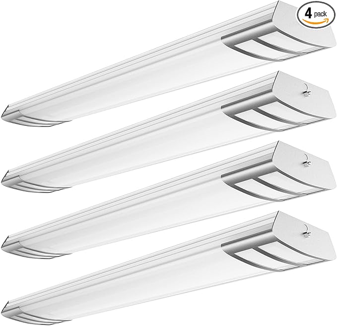 ANTLUX 4ft led Light Fixture 50W 5600lm LED Linear Flush Mount Light, 4000K, 4 Foot led Kitchen Ceiling Light fixtures for Living Room, Laundry, Replace for Fluorescent Version 4 Pack