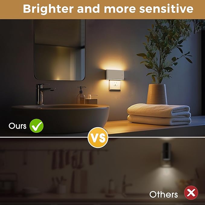 L LOHAS LED Night Light, Dimmable Modern LED Night Lights Plug into Wall,Dusk to Dawn Sensor Night Lights for Kid, 0-100LM 3000K Soft White Nightlight for Hallway Bedroom Stairway