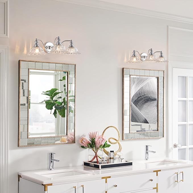XIEDUN Chrome Vanity Light 3 Light Bathroom Lights Vanity Lights for Bathroom Bathroom Light Fixtures